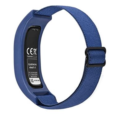 Imagem de C2D JOY Pulseiras de nylon elásticas compatíveis com Garmin Vivofit 4 Tracker, pulseiras de substituição com capa - azul meia-noite