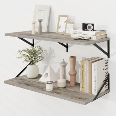 Imagem de Prateleiras flutuantes profundas para parede, de madeira marrom, prateleira grande flutuante de 30 x 91 cm, conjunto de 2 para estante de livros, sala de estar, quarto, casa, escritório, banheiro