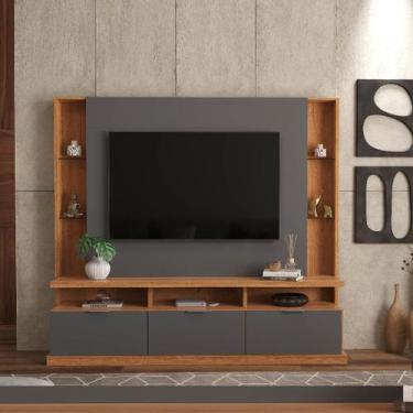 Imagem de Estante Home para TV até 70 Polegadas 3 Portas Prateleiras Vidro e Rod