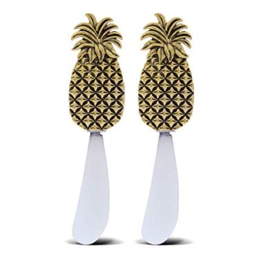 Imagem de KitchaBon Espalhador de queijo e molho de aço inoxidável dourado, utensílios para espalhar condimentos e manteiga para pasta de aperitivo, espalhadores de queijo de metal, conjunto de cozinha de 5 a