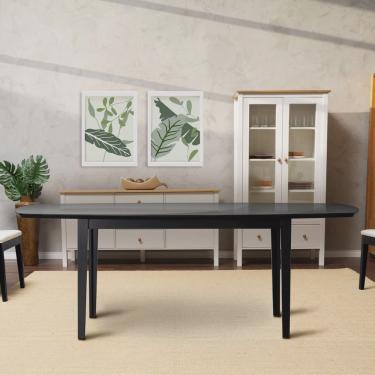 Imagem de Mesa Oval 8 Lugares 2,0m Tampo Vidro e mdf Tiê CabeCasa MadeiraMadeira