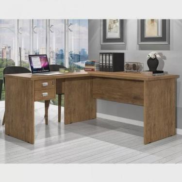 Imagem de Escrivaninha em L 2 Gavetas Thor Espresso Móveis Jequitiba