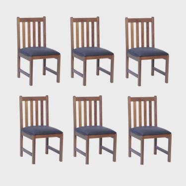 Imagem de Conjunto 6 Cadeiras de Jantar Madeira Maciça Alice com Estofado Courino