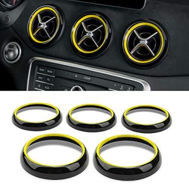 Imagem de Angelguoguo Dupla cor carro ar condicionado saída de ar decoração anel adesivo para Mercedes Benz GLA X156 CLA C117 Classe GLA180 200 220 260 (amarelo-preto)
