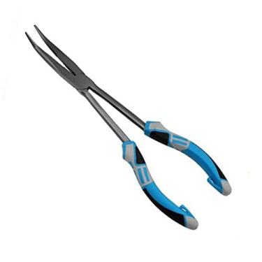 Imagem de CRAZY SHARK Alicates de pesca de nariz longo ferramentas removedor de gancho 28 cm (azul - alicate de nariz com agulha curvada)