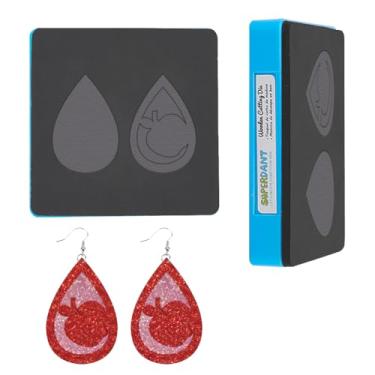 Imagem de SUPERDANT Brinco de maçãs em formato de gota de madeira de couro, pingente de maçãs, moldes de corte, de couro, artesanato, máquina de corte, brinco de gota, moldes de couro sintético para mulheres,