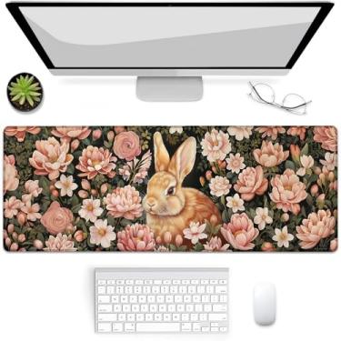 Imagem de VANZEV Mouse pad para jogos de coelhinho floral, tapete de mouse, tapete de mesa, base de borracha antiderrapante para computadores, laptop, escritório, escola, acessórios de casa, presentes de