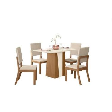 Imagem de Mesa Jantar Orus 120 4 Cadeiras Mila Linho - Henn