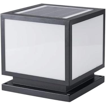Imagem de Lâmpada De Poste Ao Ar Livre Quadrada Preta Solar Ac Dual Use Post Lights, Outdoor Ip65 à Prova D'água à Prova De Poeira Taxa Deck Cap Light Lantern Lâmpada De Coluna, Luzes, 30 * 30cm