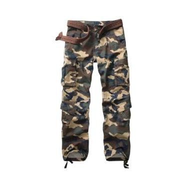 Imagem de Calça Camuflada Militar Masculina Para Caminhada, 8 Bolsos, Escalada, 