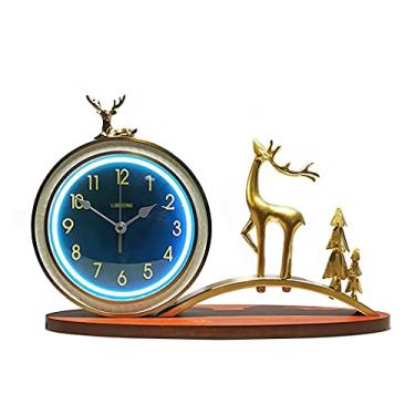 Imagem de Relógio de mesa vintage relógio de mesa silencioso relógio de mesa imitação veado relógio de mesa casa sala de estar quarto decoração ornamentos de mesa relógio de mesa 26 centímetros relógios de