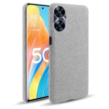Imagem de Capa para OPPO Realme C55,Capa desenhada em lona,Case Protetora Ultrafina com Empunhadura Macia,Design em Tecido Antichoque e Antiarranhões-Light gray