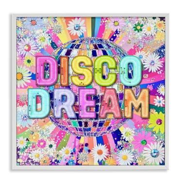 Imagem de Stupell Industries Vivid Disco Dream with Daisies White Framed Giclee Art, design por Jess Stempel, 43 x 43 cm