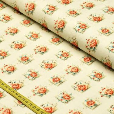 Imagem de Tecido Estampado Para Patchwork - Delicatesse : Moldura Rosas (0,50x1,