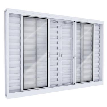 Imagem de Janela de Aço Veneziana 6 Folhas com Grade Lucasa Branco