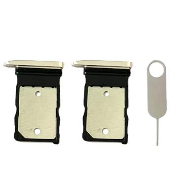 Imagem de 2 peças - Substituição de suporte para bandeja de cartão SIM único + pino ejetor de cartão para Google Pixel 9 Pro (branco)