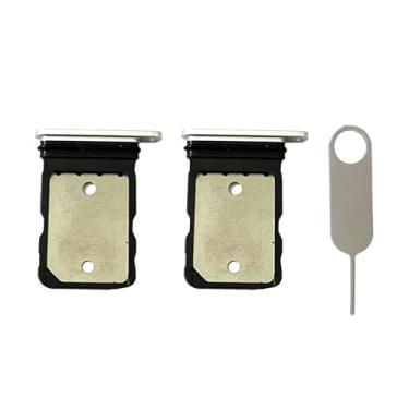 Imagem de 2 peças - Substituição do suporte da bandeja do cartão SIM + pino ejetor de cartão para Google Pixel 7A (branco)
