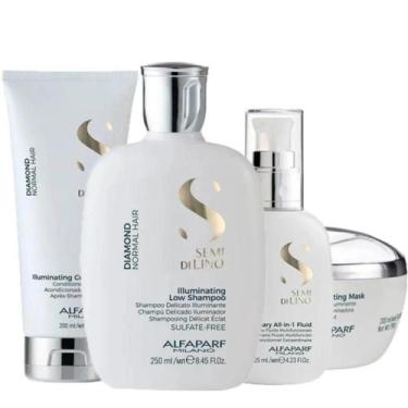 Imagem de Kit Alfaparf Semi Di Lino Diamond Brilho e Maciez com Shampoo Máscara 