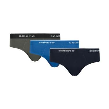 Imagem de Kit 3 Cuecas Adulto Selene Modelo Slip De Algodão Com Elástico De 30 M