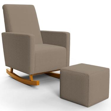 Imagem de Poltrona De Amamentação Com Balanço E Puff Ravena W01 Bouclê Bege - Lyam Decor