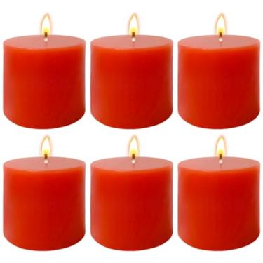 Imagem de Pacote com 6 velas vermelhas para casamentos, festas, jantares, decoração de casa, 5 cm de altura x 5 cm de diâmetro, pequenas velas votivas perfumadas de morango para relaxamento, meditação e