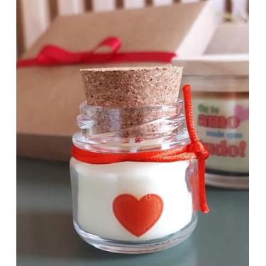 Imagem de Kit Romântico com 2 Velas Aromáticas Vegetais, Potes de Vidro, Caixa Presente, Decoração Coração (Lavanda)