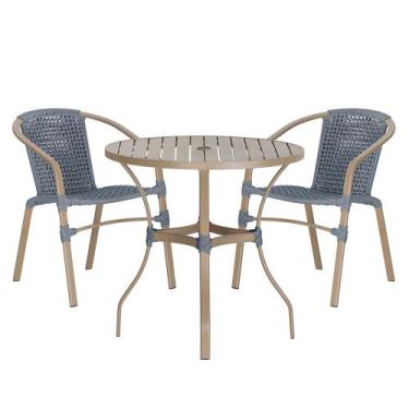 Imagem de 02 Cadeiras Floripa e Mesa Roma 80Cm Fendi e Corda Nautica Trama Origi