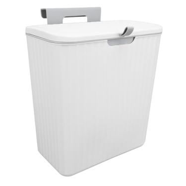 Imagem de Lixeira de porta de armário, lixeira montada na parede de 9L para cozinha e banheiro (branca)