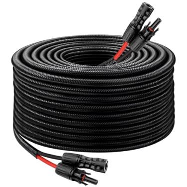 Imagem de Cabo de extensão de painel solar – Fio solar de 8 AWG 1,5 m com conector à prova d'água fêmea e macho fio fotovoltaico com manga protetora retardante de chamas para trailer, sistemas fotovoltaicos