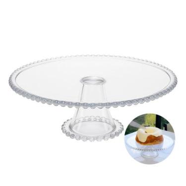 Imagem de Prato para Bolo de Cristal com Pé Pearl Bolinha Wolff 31cm