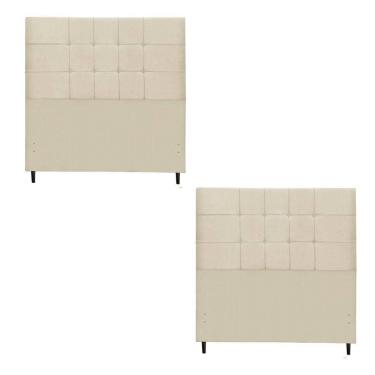 Imagem de Kit Cabeceira Barcelona Estofada Casal 144Cm New Foam Botão Tecido+Cabeceira Maveric Solteiro 94Cm New Foam 