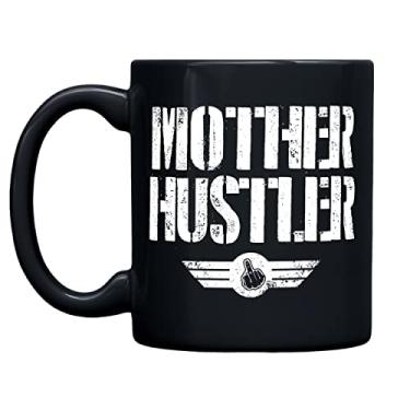 Imagem de THE CEO Caneca de café elegante para amantes de café - Caneca premium Boss com acabamento brilhante - Cerâmica premium, segura para micro-ondas, caneca de presente de 325 ml - Mother Hustler (preto)