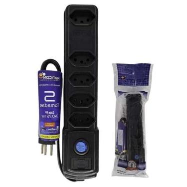Imagem de Filtro De Linha 5 Tomadas 2p+t - 10a 250v - Preto - Naticon - NATICON 