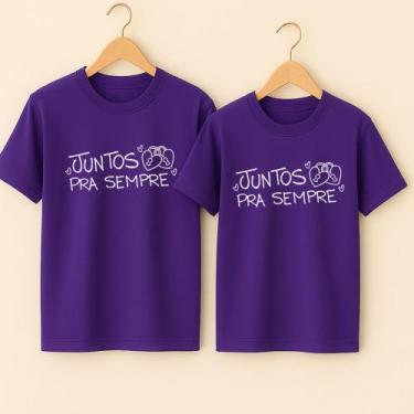 Imagem de Camiseta Blusa Unissex Algodão Estampa Juntos Para Sempre Casal Namora