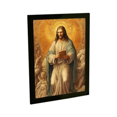 Imagem de Quadro Decorativo Jesus Cristo Ilustração Ouro Decoração Poster Quarto Sala