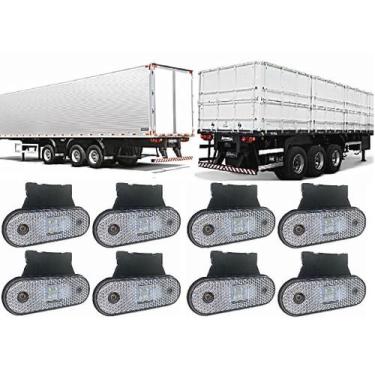 Imagem de Kit 8 Lanterna Led Cristal 12/24v Lateral Báu Carroceria Carreta KLX -