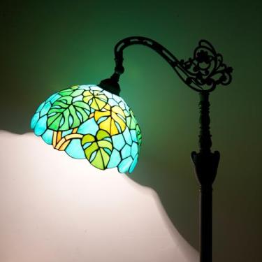 Imagem de Luminária de chão Tiffany Monstera Deliciosa Luminária de chão de leitura de vitral com abajur ajustável Tiffany Style Swiss Cheese Plant Candeeiro de canto para quarto, sala de estar, escritório
