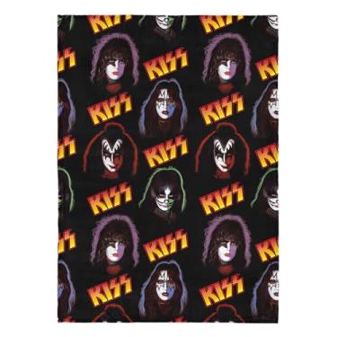 Imagem de NORTHWEST Cobertor KISS Portraits, grande rock and roll, toque de seda, 50 x 70, lã leve ultramacia, decoração de banda de rock