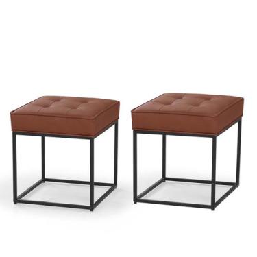 Imagem de Conj. 02 Pufe Estilo Industrial Quadrado Pés Metal Croata - Due Decor,