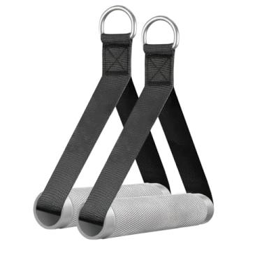 Imagem de WANSPOORTS Alças de exercício resistentes atualizadas para máquina de cabos, alças de ginástica de liga de alumínio para acessórios de rack elétrico, faixa de resistência com sistema de crossover de