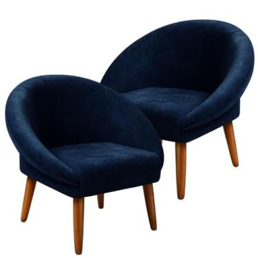 Imagem de Jogo 2 Poltronas para Sala de Estar Moderna Aconchegante Tecido Veludo MOBLAN decor (Azul)