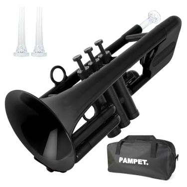 Imagem de PAMPET Trompete de Plástico Profissional C Standard para Iniciantes, Preto