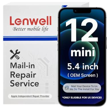 Imagem de Lenwell Serviço de reparo por correio com tela original para iPhone 12 Mini, tela LCD digitalizador de 5,4 polegadas de substituição 3D Touch Assembly A2176, A2398, A2399, A2400 (Serviço de instalação