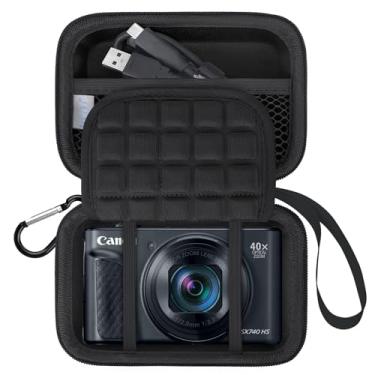 Imagem de Lacdo Bolsa de transporte para câmaras digitais Canon PowerShot SX740/SX730/SX720/SX620,bolsa de proteção para armazenamento de câmaras, bolsa de malha para baterias,cabo,leitor de cartões,Preto+Preto