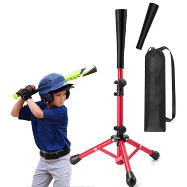 Imagem de Camiseta portátil de beisebol e softbol para crianças e jovens - altura ajustável de 50,8 cm a 68,5 cm - Suporte de tripé durável com parte superior de borracha - Fácil configuração e bolsa de