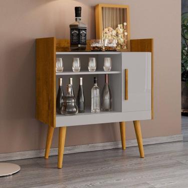 Imagem de Aparador Café Visella 1 Porta 1 Prateleira Naturallle/Off White - Pnr Móveis