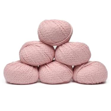 Imagem de Conjunto de 6 novelos de lã de alpaca 100% bebê, peso volumoso, feito no Peru, macio e perfeito para tricô e crochê (rosa bebê, volumoso - 6 novelos)
