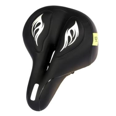 Imagem de Assento de bicicleta confortável para mulheres e homens, assento de bicicleta largo acolchoado com espuma viscoelástica almofada de bicicleta macia com absorção de choque duplo, substituição de selim de bicicleta, ajuste universal, branco, tamanho único