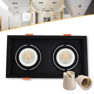 Imagem de Spot Embutir Duplo De Led Recuado Quadrado Nordecor P/ Par20 Preto S/Lâmpada