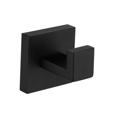 Imagem de Conjunto de banheiro preto fosco - Toalheiro de aço inoxidável 304 - Kit, gancho para roupão